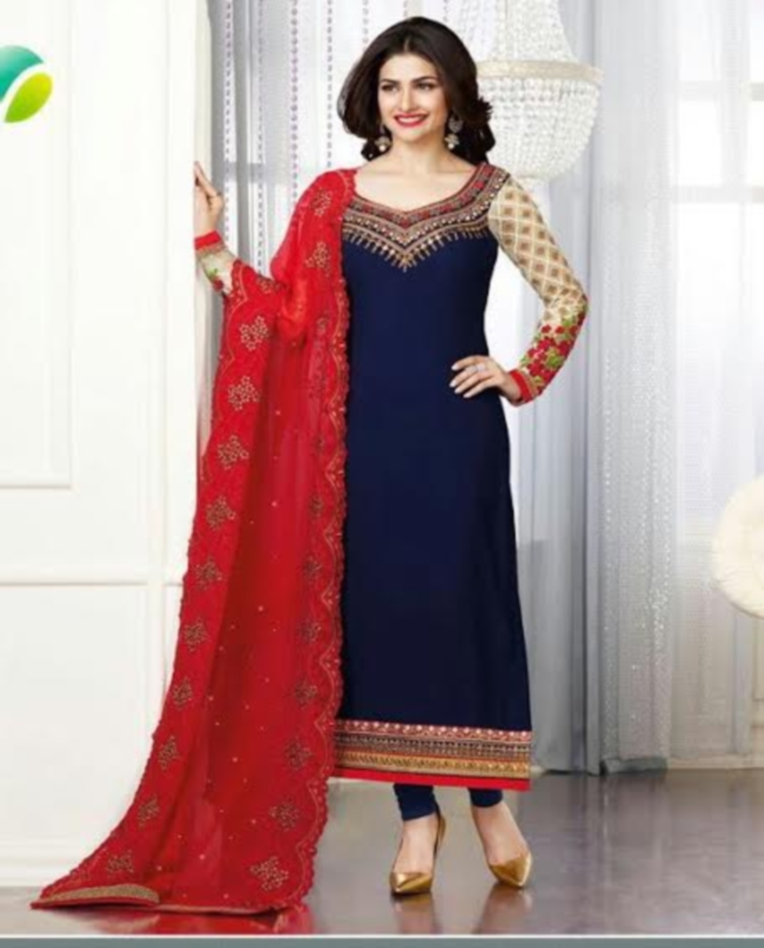 plain long gown with dupatta